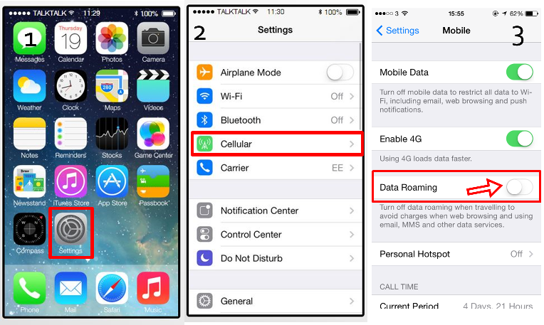 Roaming uitschakelen iOS